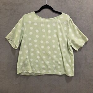 Coco & Carmen Polka Dot Short Sleeve Blouse Women Size S/M Casual Classic Office